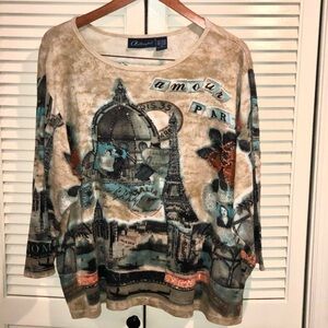 Artscape of “Paris” Blouse vintage Size 3X